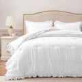 HARBOREST King Comforter Set White Ruffle - All-Season Comfort