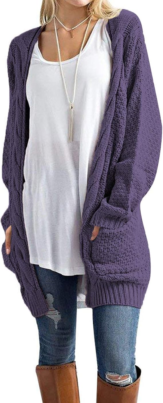 Traleubie Women's Open Front Long Sleeve Boho Cardigan Sweater