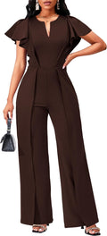 SexyCherry Formal Jumpsuit for Women V Neck Long Straight Pants are
