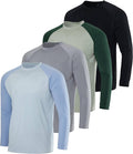 Mens Long Sleeve Rash Guard Shirt 4 Pack - UPF 50+ Protection Clothing