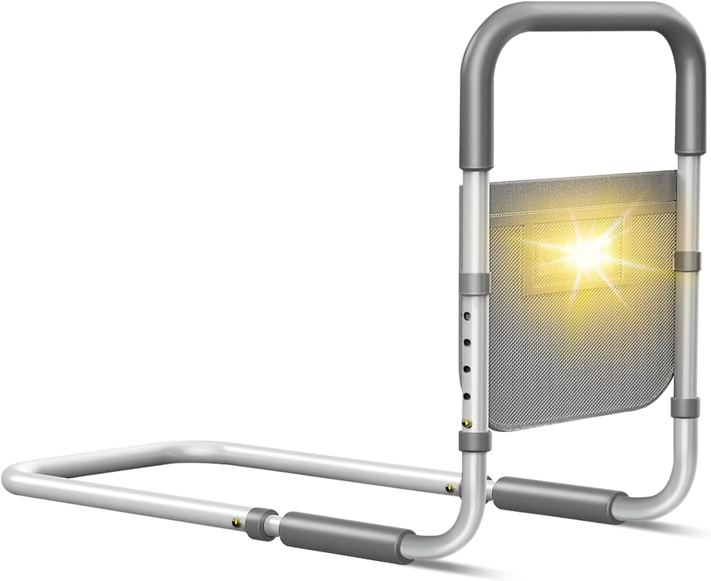 Adjustable Bed Rails for Elderly Adults with Motion Light & Storage