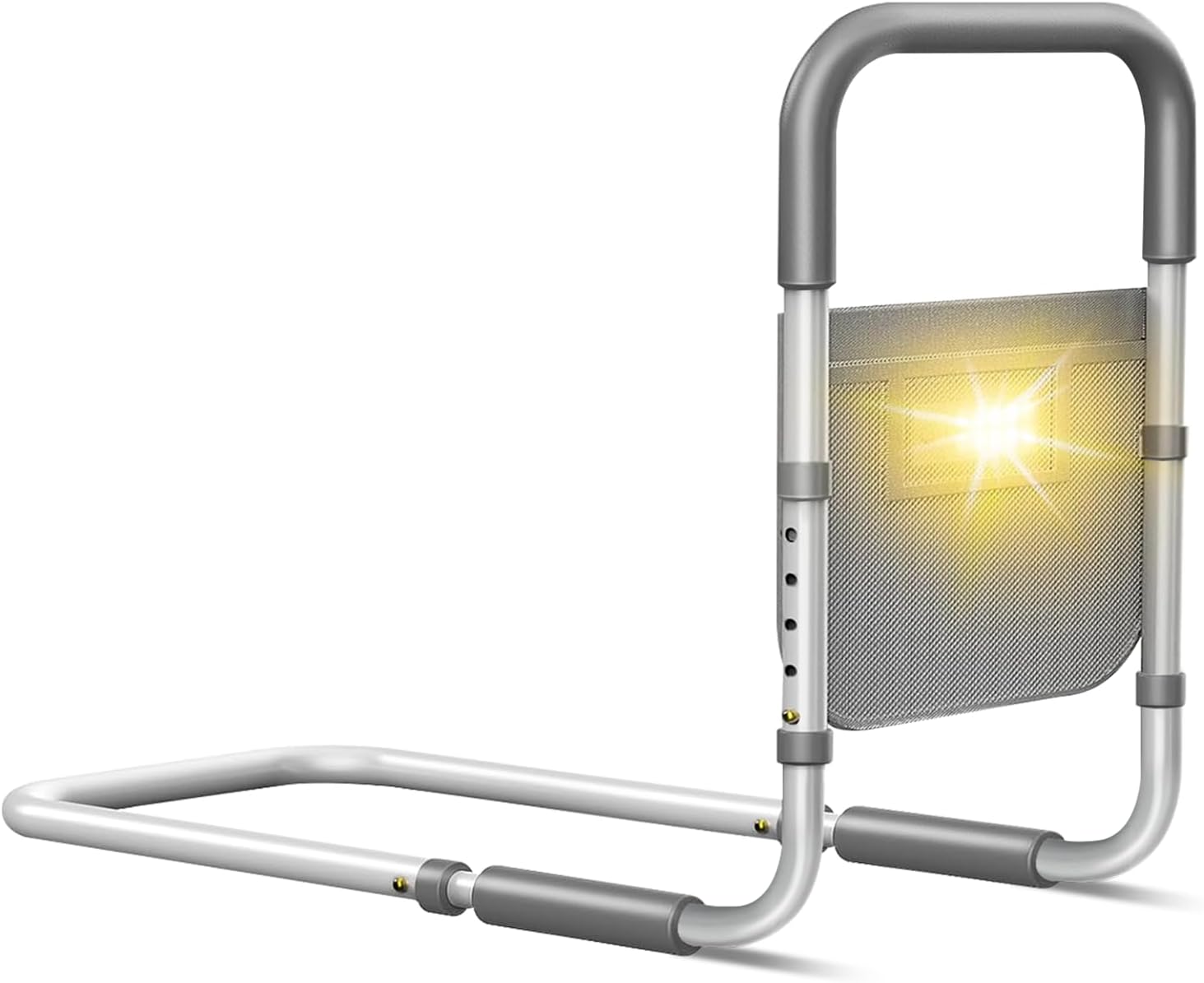 Adjustable Bed Rails for Elderly Adults with Motion Light & Storage