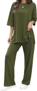 Womens 2 Piece Outfits Short Sleeve Set for Casual Style