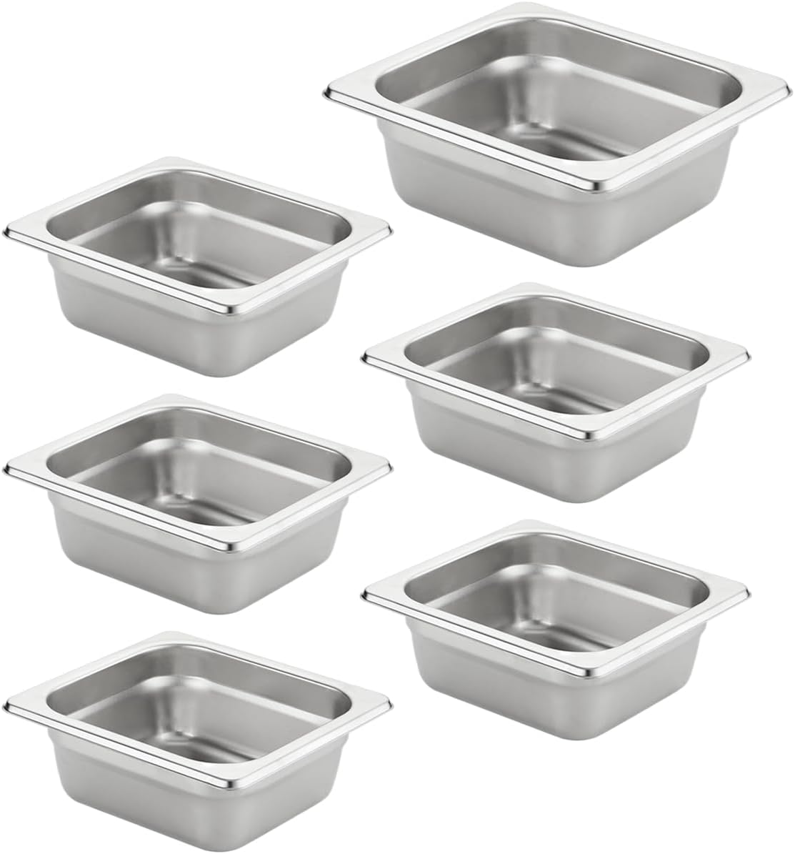 HECMAC 6 Pack Anti-Jam Hotel Pans for Catering and Storage