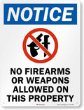 No Firearms or Weapons Allowed 24 x 18 in Metal Sign - Durable