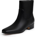 Athlefit Women's Chunky Low Heel Ankle Boots - Retro Square Toe which