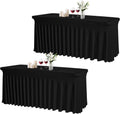 JCJ Table Skirt for Rectangle Tables Set of 2 Spandex Fitted Black