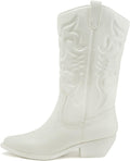 SODA Womens Round Toe Faux Suede Stacked Heel Western Ankle Bootie