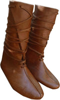 Mens Renaissance Medieval Cosplay Mid Calf Lace Up Boots - Costume