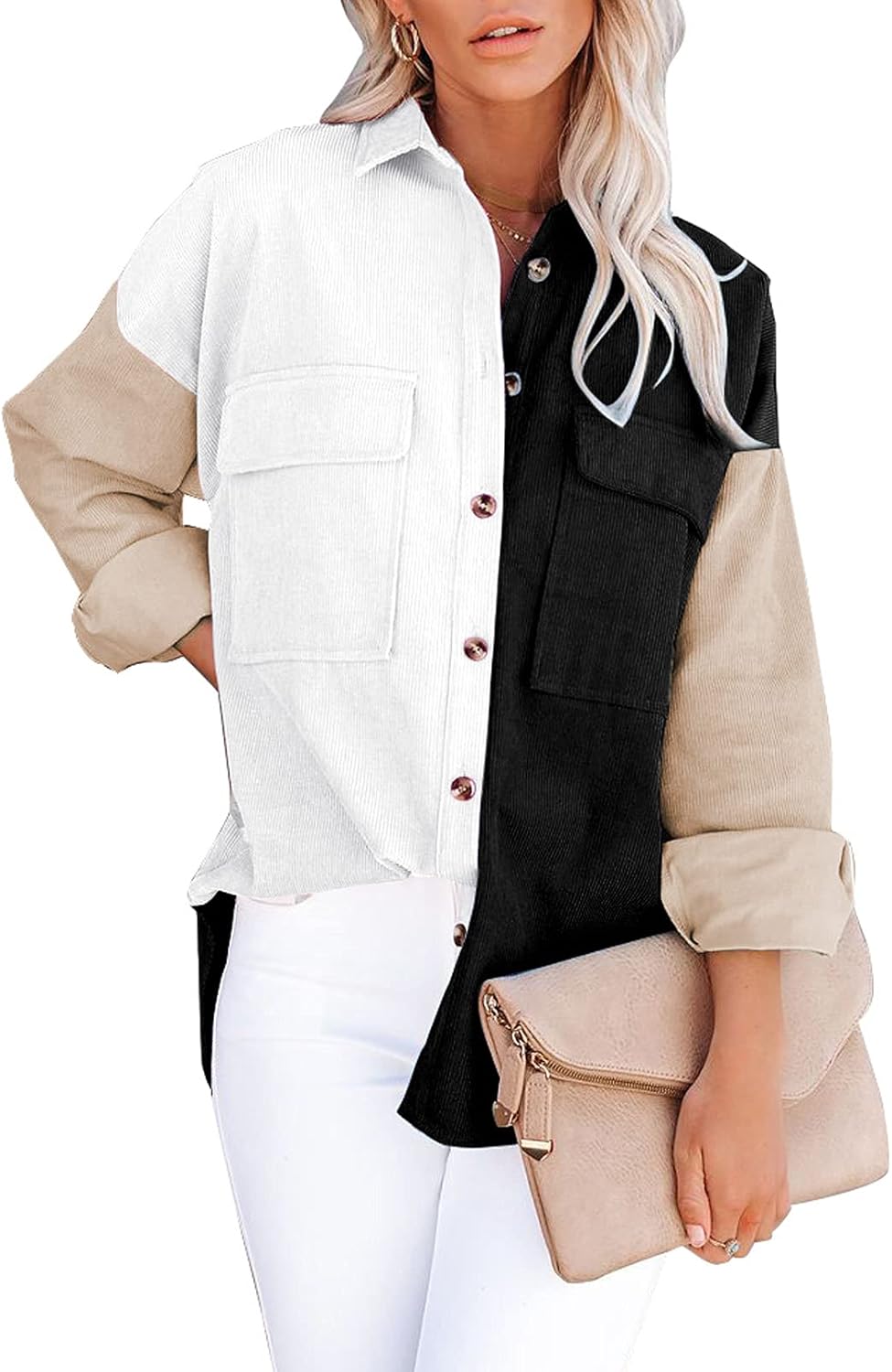 Dokotoo Womens Corduroy Button Down Shirts for All Seasons