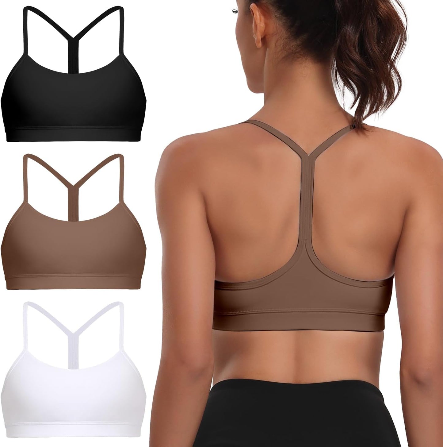 Spaghetti Strap Padded Sports Bras for Women - Y Back Design