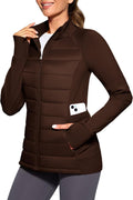 Women's Running Fleece Lined Jacket - 6 Pocket Lightweight Puffer