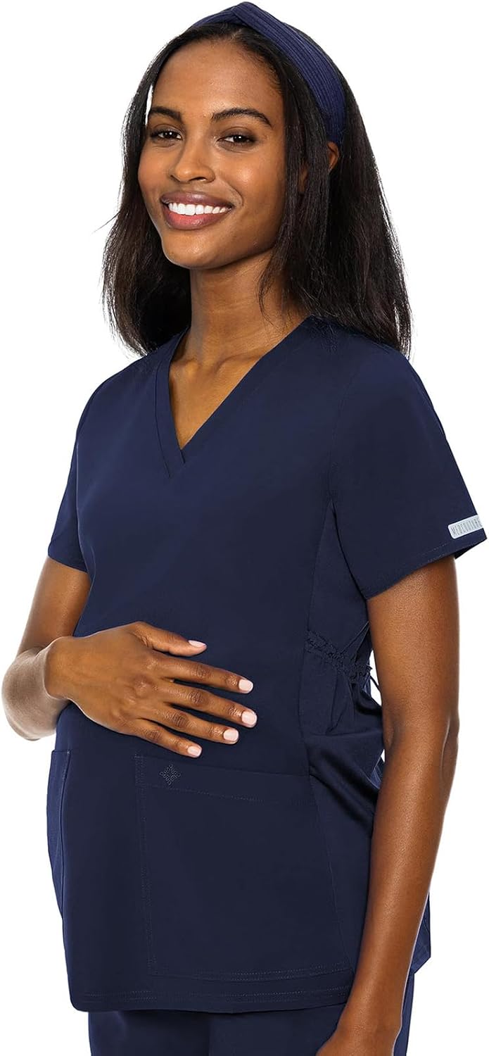 Med Couture Maternity V-Neck Scrub Top with Flattering Fit