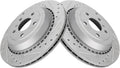 TRQ Performance Rear Drilled Slotted Coated Brake Rotor Set
