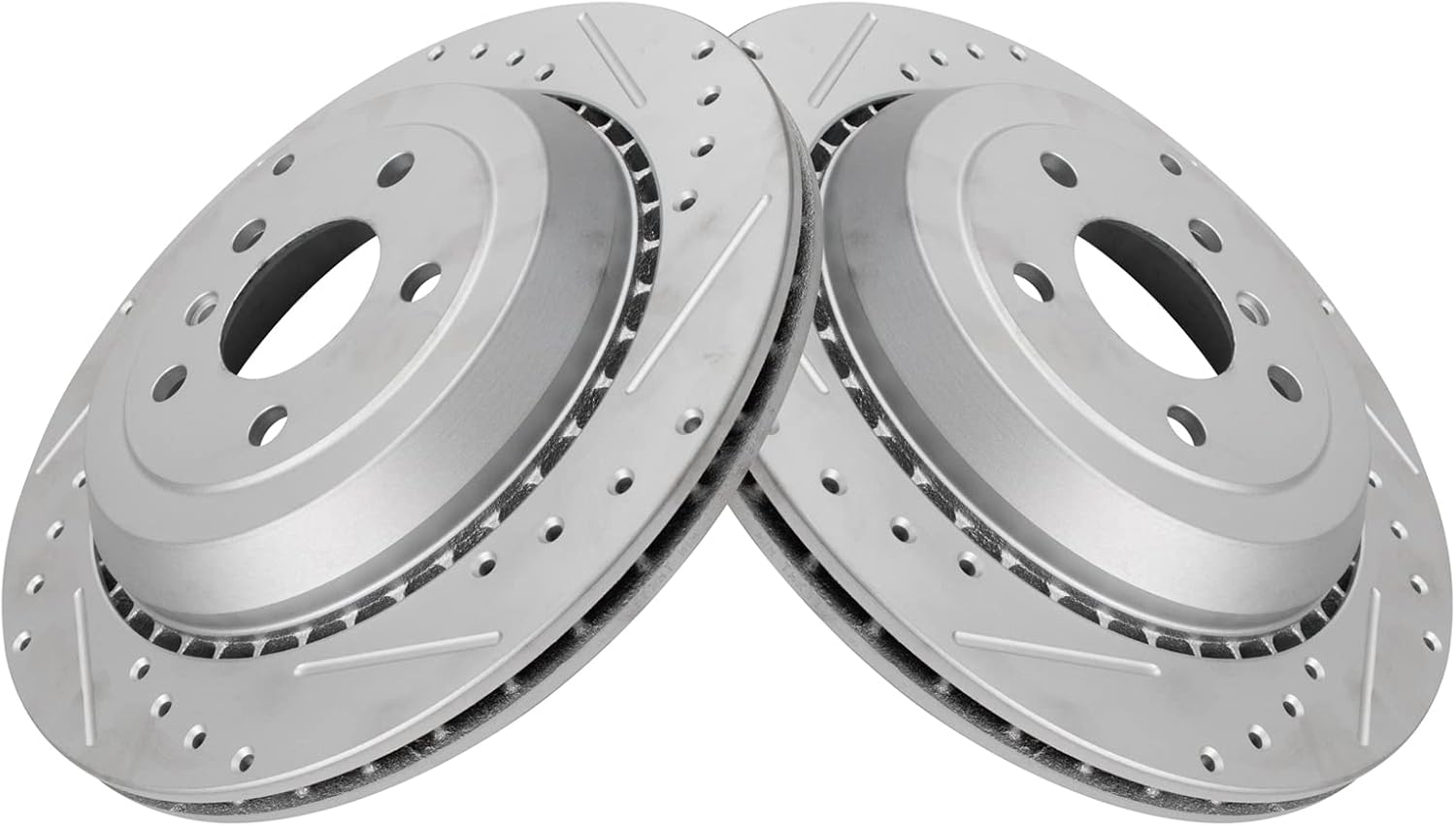 TRQ Performance Rear Drilled Slotted Coated Brake Rotor Set