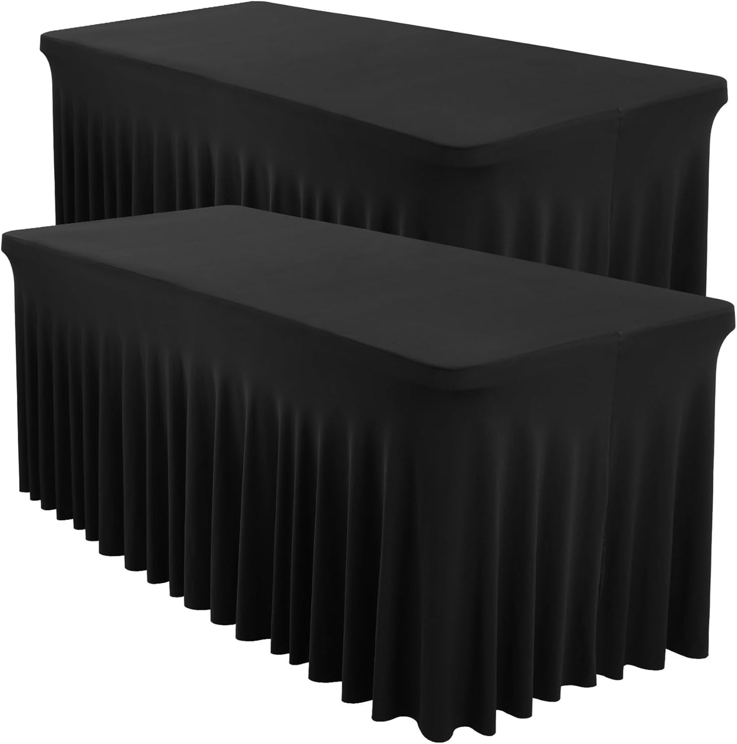 Black Spandex Table Covers for 8FT Rectangle Tables - 2 Packs