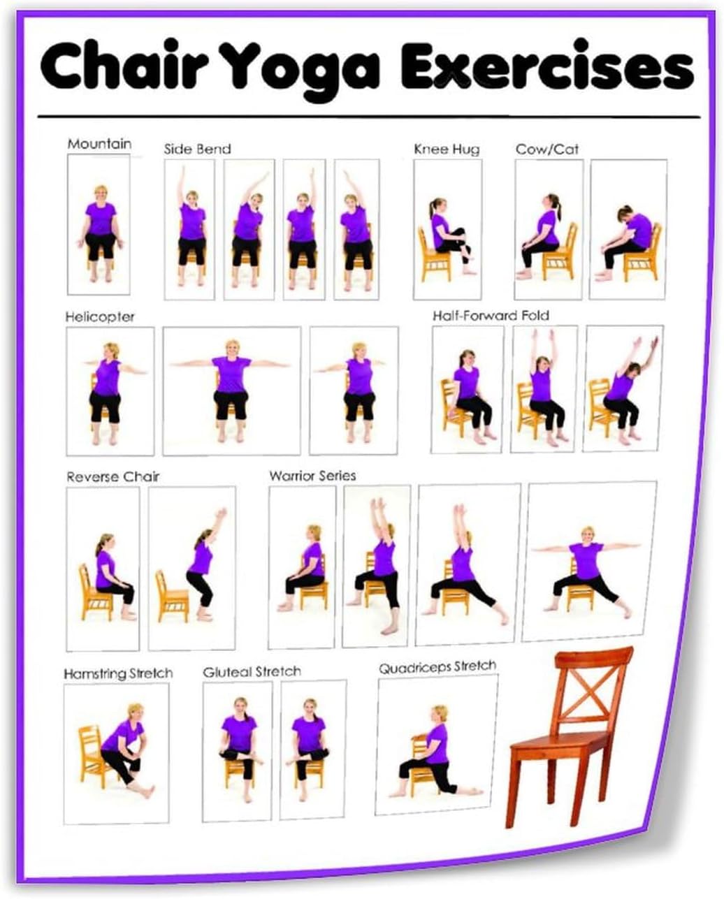 Chair Yoga Exercise Poster - Boost Your Flexibility!
