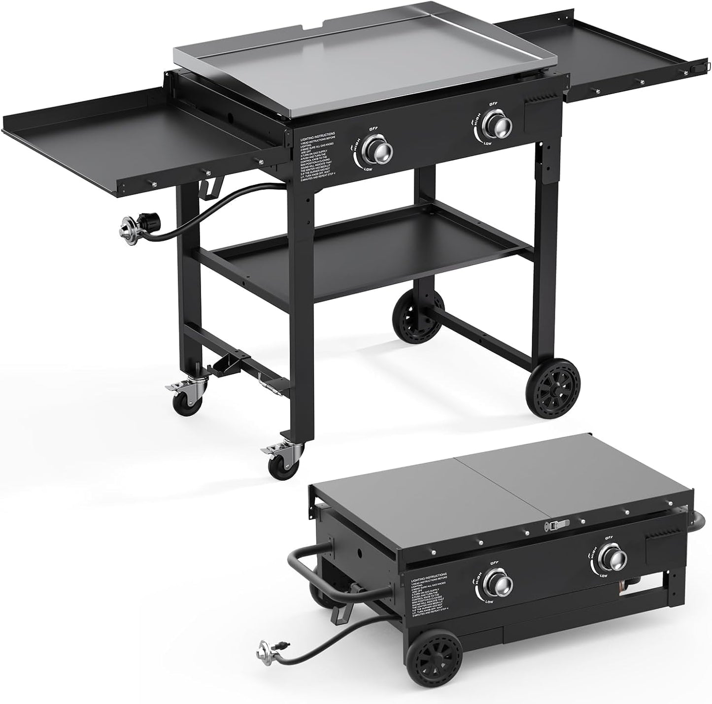 28 Inch Portable 2 Burner Foldable Gas Griddle for Camping