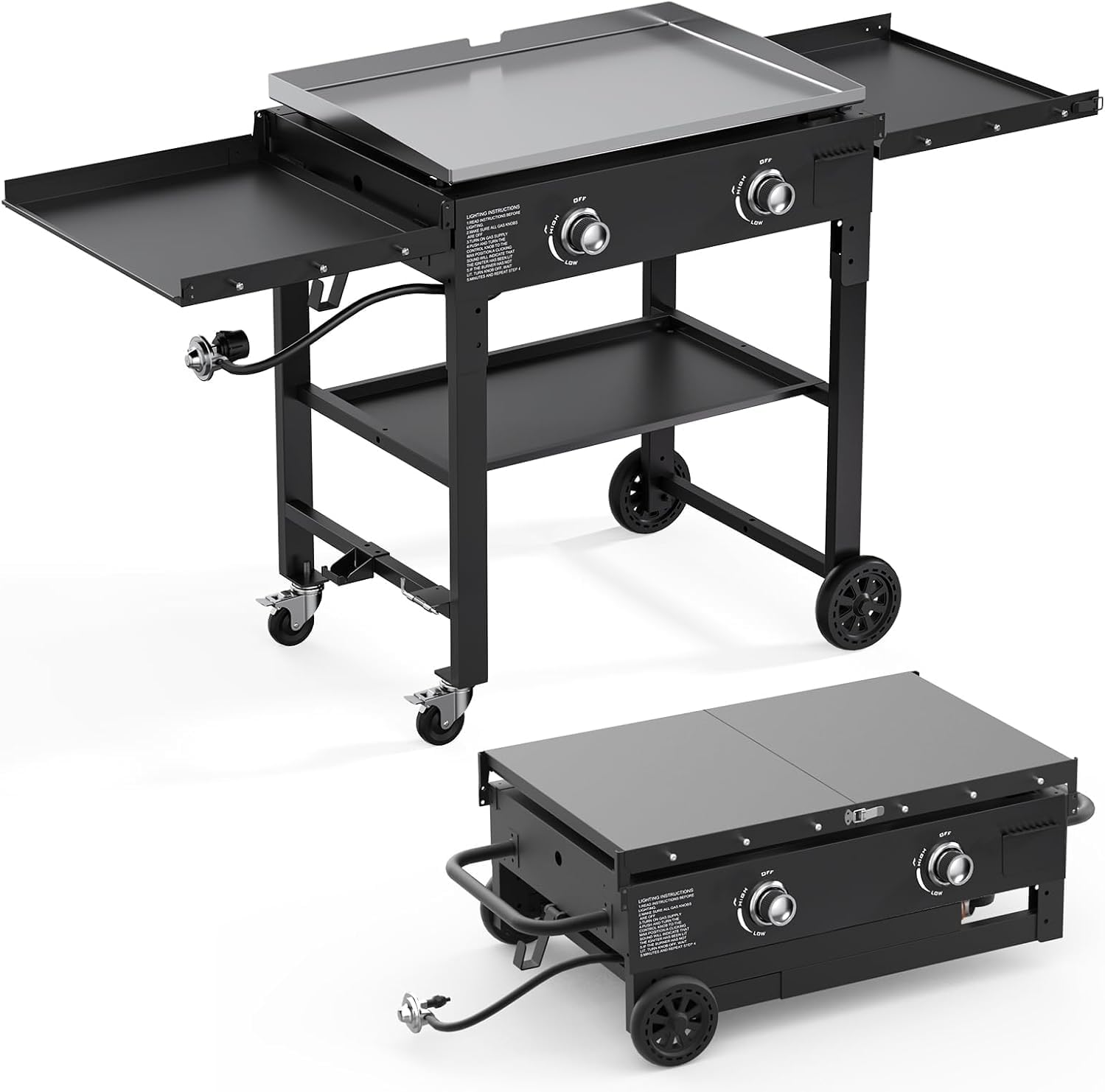 28 Inch Portable 2 Burner Foldable Gas Griddle for Camping