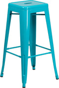 Commercial Grade 30in High Backless Teal-Blue Barstool - Sturdy