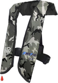 Manual Inflatable Life Jacket for Adults White Camouflage - Supports