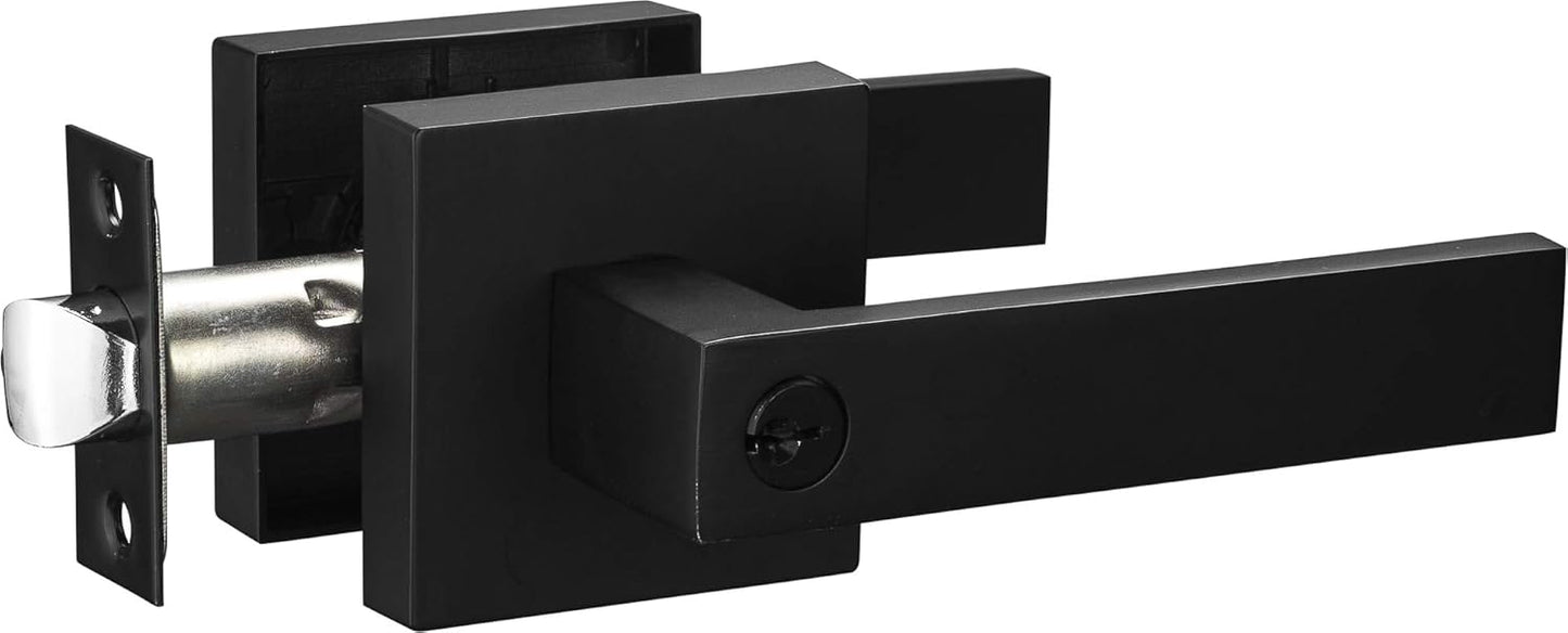 Contemporary Square Entry Lever Door Handle Lock Set for Security