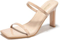 Women's Mid Heels Slip On Sandals 3.5in Block Chunky Heels
