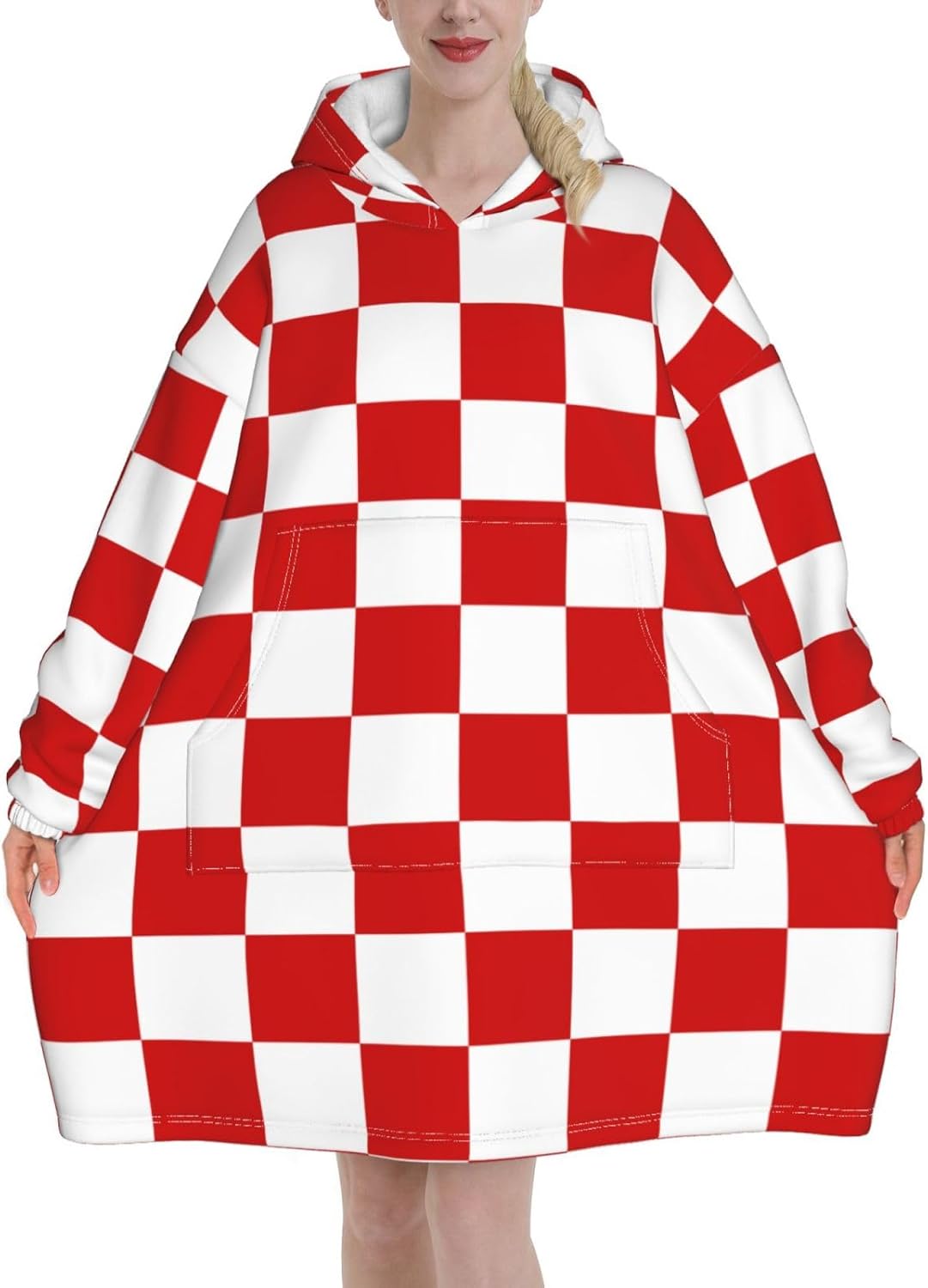 Warm Checkered Hoodie Blanket - Cozy Comfort