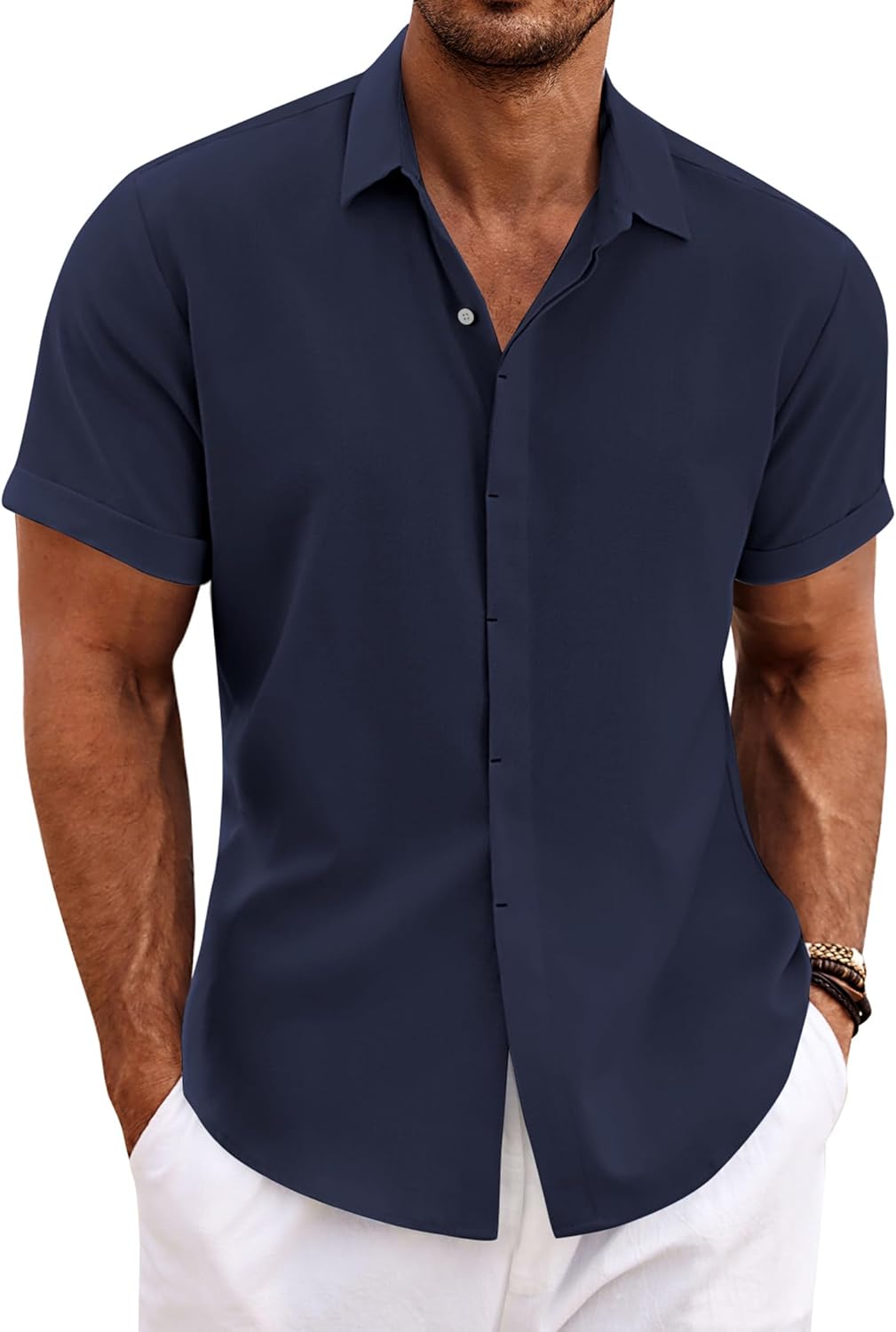 COOFANDY Men's Linen Shirts for Casual Beach Summer Style