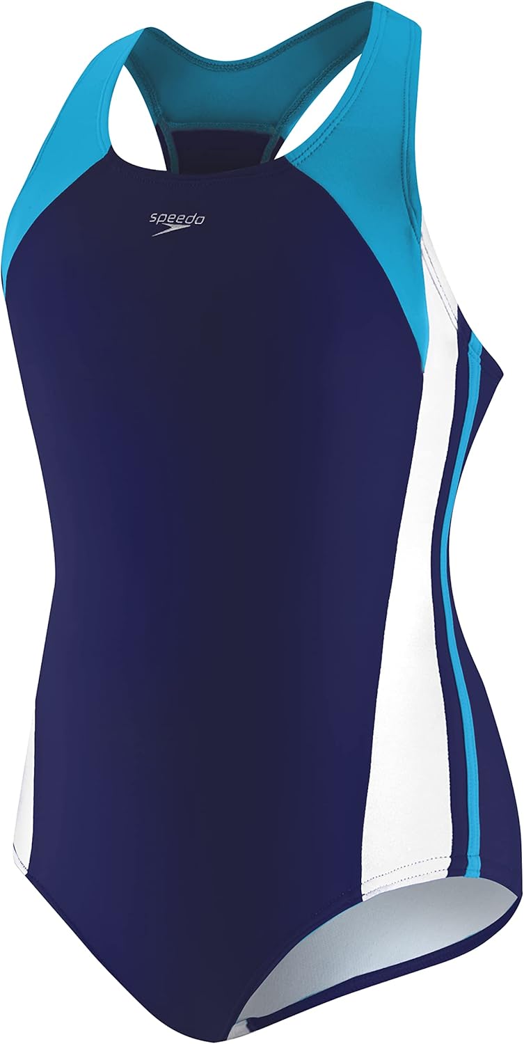 Speedo Girl's One Piece Swimsuit with Thick Strap for Comfort