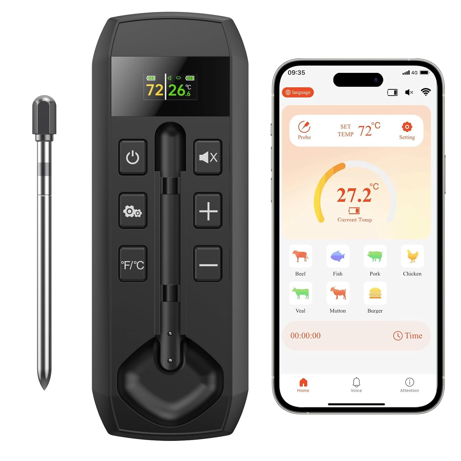 800FT Wireless Meat Thermometer: Remote App Control!