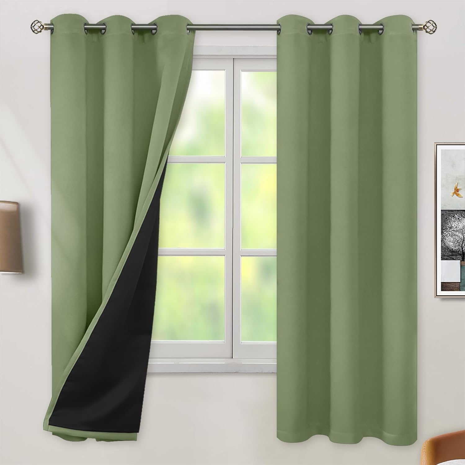 BGment Grass Green Blackout Curtains for Full Room Darkening
