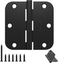 Door Hinges Matte Black 42 Pack 3.5in Rounded Corners - Durable Set