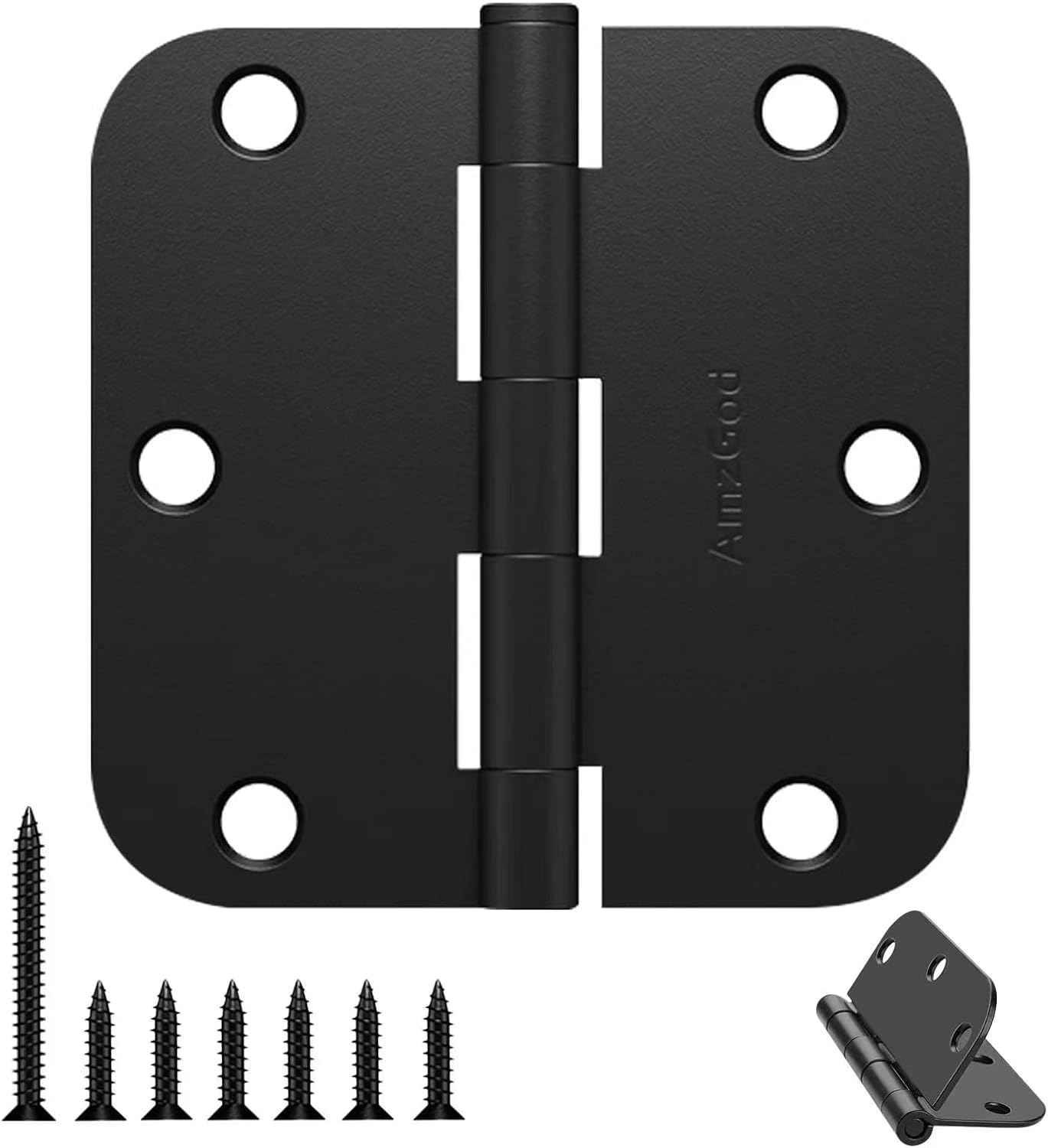 Matte Black Door Hinges - 42 Pack 3.5 Inch Rounded Design