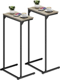 C Shaped End Table Set of 2 - Tall Sofa & Bedside Couch Tables
