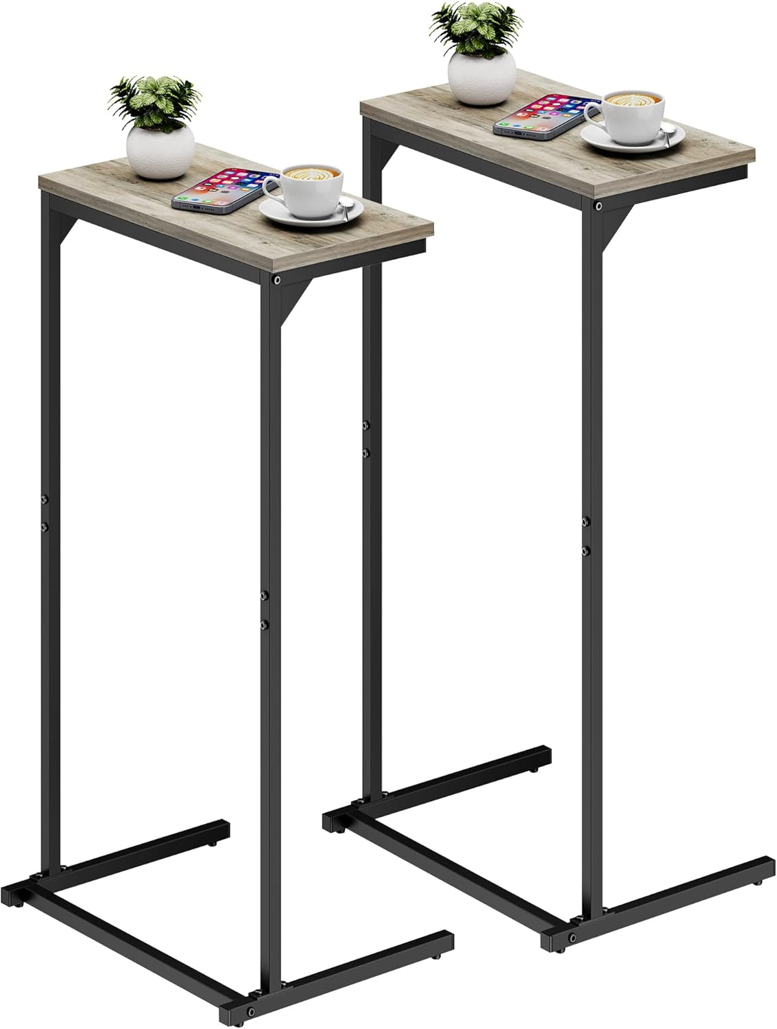 C Shaped End Table Set of 2 for Living Room and Bedroom