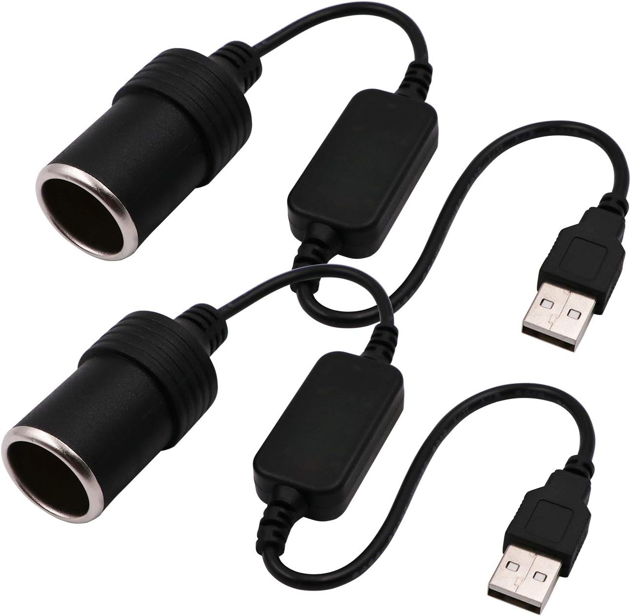 WYMECT 2-Pack USB to Car Lighter Converter Cable