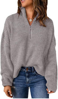 Womens 1/4 Zip V Neck Pullover Sweater - Soft, Warm Casual Top