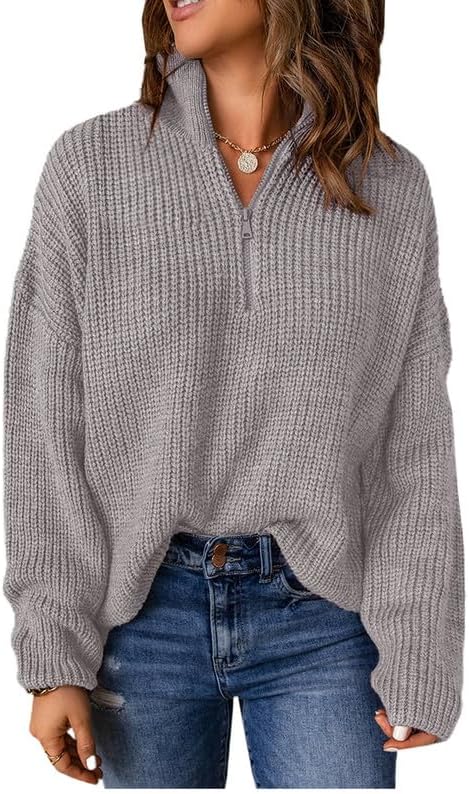 Dokotoo Womens 1/4 Zip Pullover Sweater for Casual Style