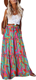 EARKOHA Womens High Waist Tie Paisley Maxi Skirt - Long with Pockets