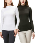 DEVOPS Women's Thermal Turtle Long Sleeve 2-Pack - Warm Baselayer