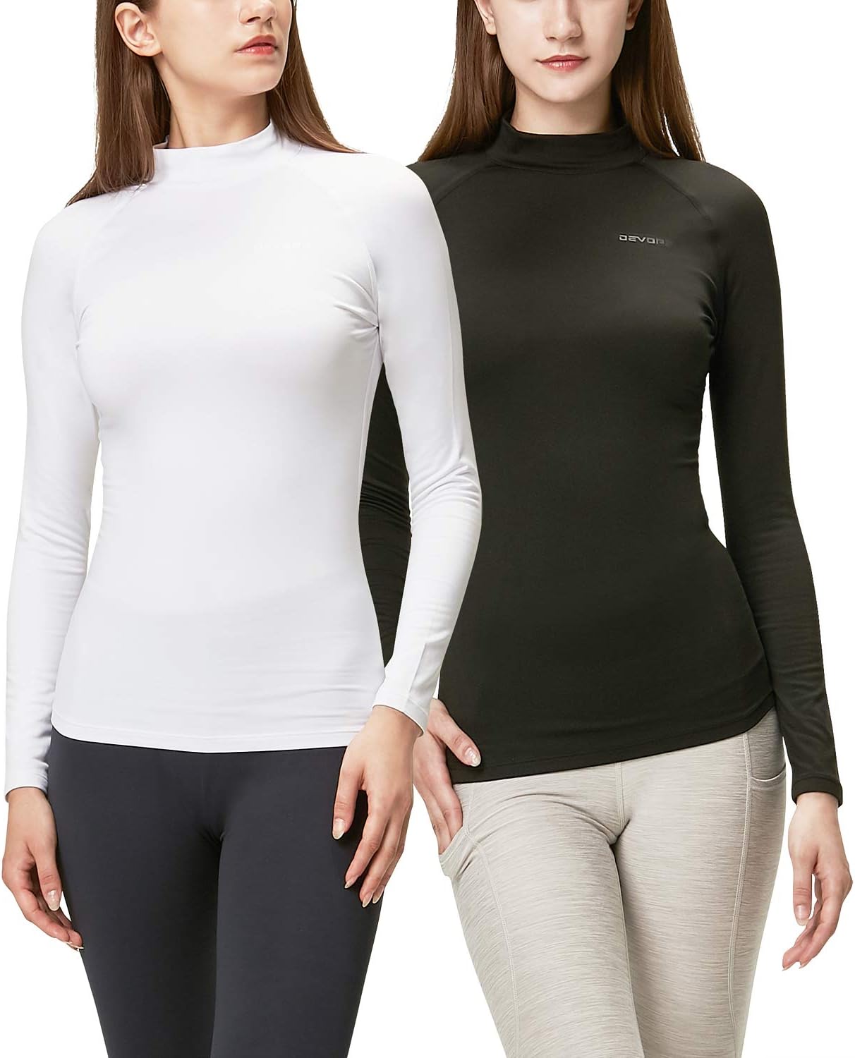 DEVOPS Women's Thermal Turtle Long Sleeve Shirts for Comfort