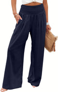 ANRABESS Women Linen Palazzo Pants High Waist Wide Leg - Casual Chic