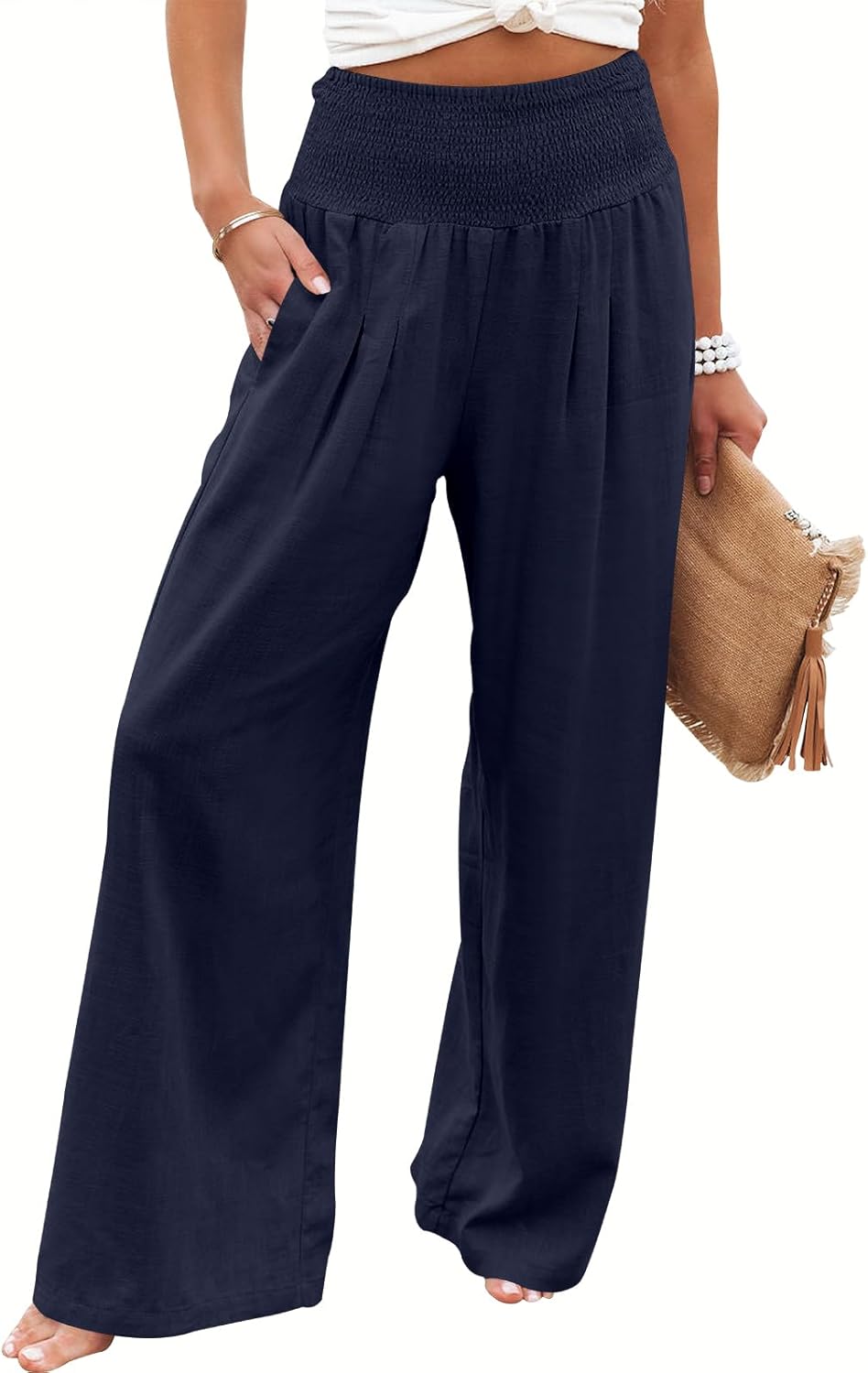 Women Linen Palazzo Pants for Summer Boho Style and Comfort