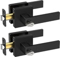 Matte Black Door Handle Heavy Duty Reversible Square Lever - 2 Pack