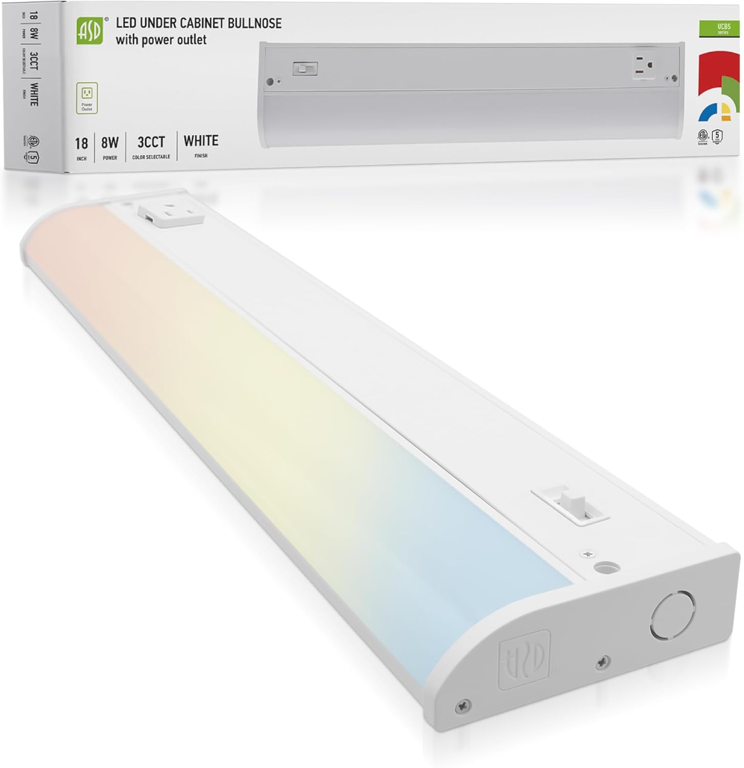 ASD LED Under Cabinet Lighting with Power Outlet for Kitchen