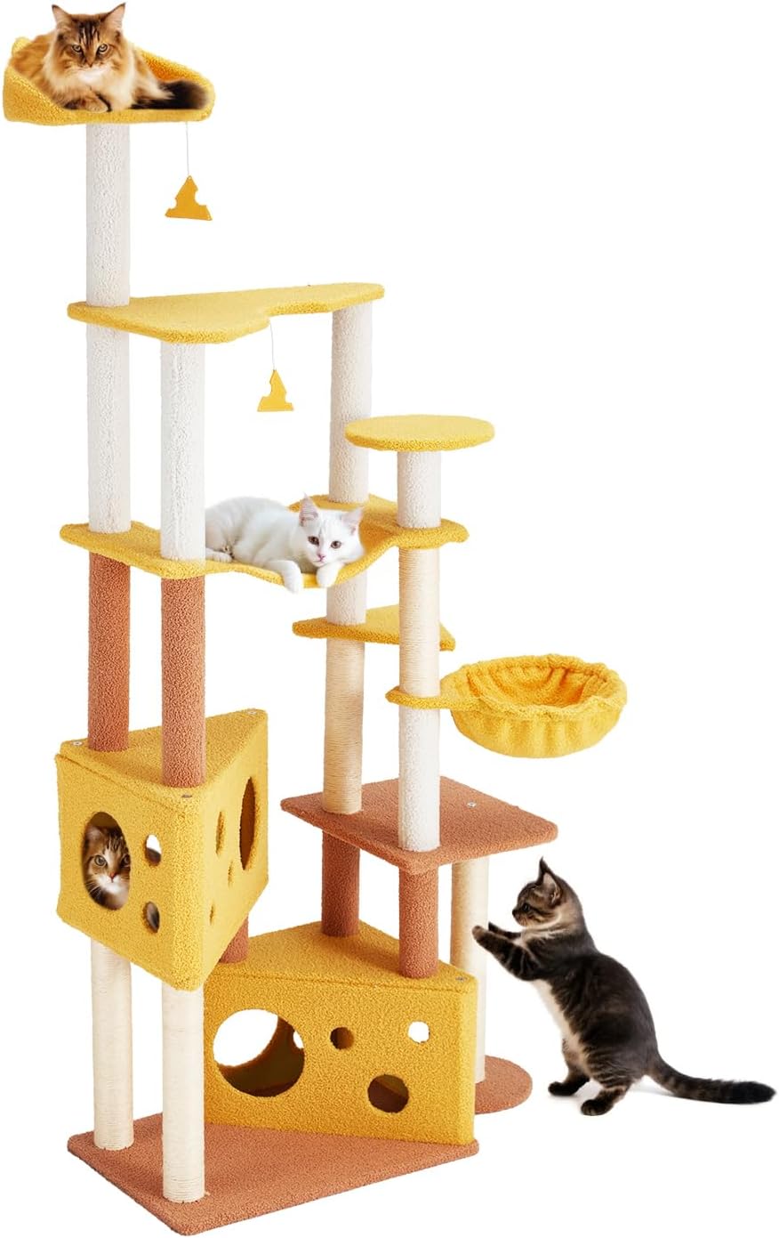 Erinnyees Cat Tree 72.4 Inches Multifunctional Cat Tower for Kitties