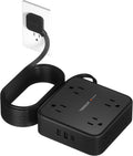 15 FT Extension Cord Flat Plug Power Strip with 8 Outlets and 3 USB