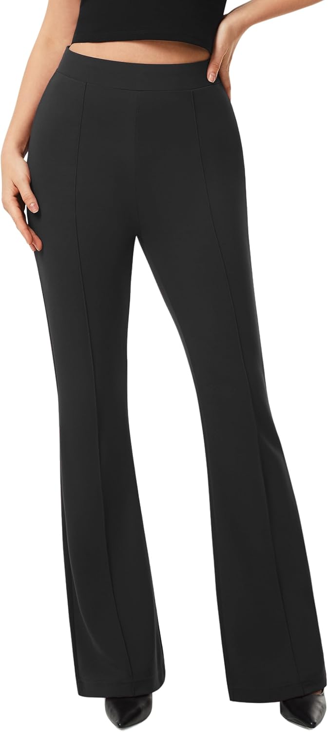 AFITNE Women's High Rise Flare Pants for Office and Casual Wear