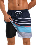 Mens Swim Trunks with Compression Liner 2-in-1 Quick Dry - Secure